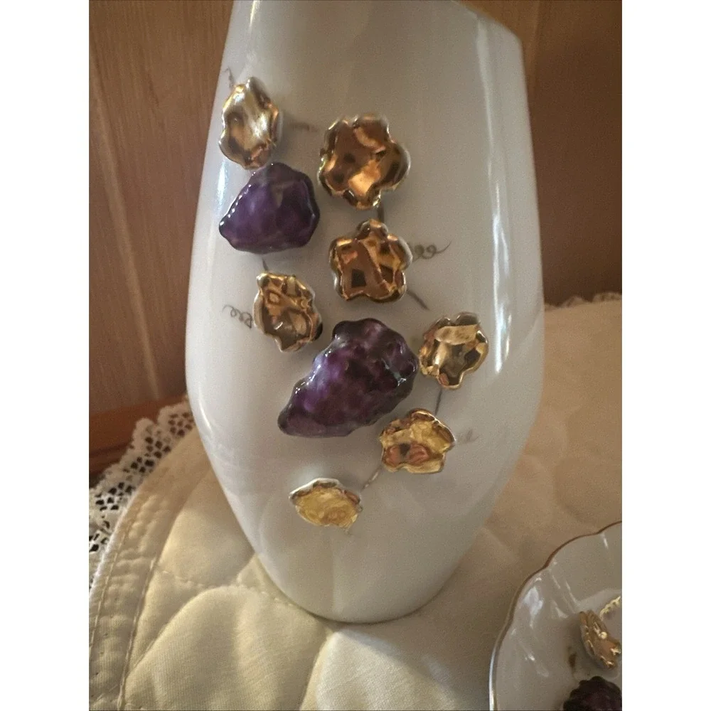 Conco Vintage Hand Painted Grapes & Gold Leaves 